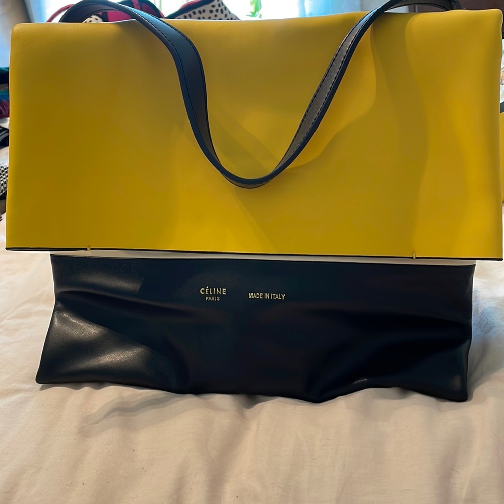 COPY of a leather flap color blocked purse